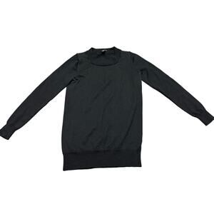 J. Crew Black Merino Wool Crewneck Sweater XXS 3/4 Sleeve Closet Staple Neutral